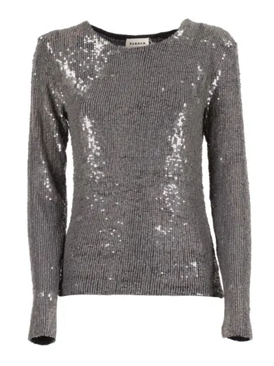 P.a.r.o.s.h Fitted High-neck Blouse In Smooth Polyamide Blend In Gray