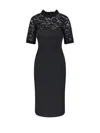 P.a.r.o.s.h Short Sleeve High Neckline Lace Detailing Dress