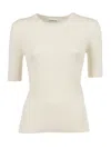 P.a.r.o.s.h Fitted Short-sleeve Top With Ribbed Texture And Classic Neckline In Multi