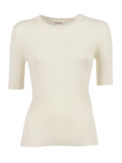 P.A.R.O.S.H FITTED SHORT-SLEEVE TOP WITH RIBBED TEXTURE AND CLASSIC NECKLINE
