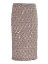 P.a.r.o.s.h Fitted Skirt With Shimmering Diamond Sequin Pattern In Neutral