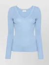 P.a.r.o.s.h Fitted V-neck Ribbed-knit Cotton Jumper