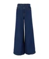 P.a.r.o.s.h Blue Five Pocket Jeans With Logo Patch On The Back In Denim For Women In Blue
