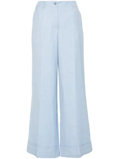 P.a.r.o.s.h Flared Pressed-crease Trousers In Blue