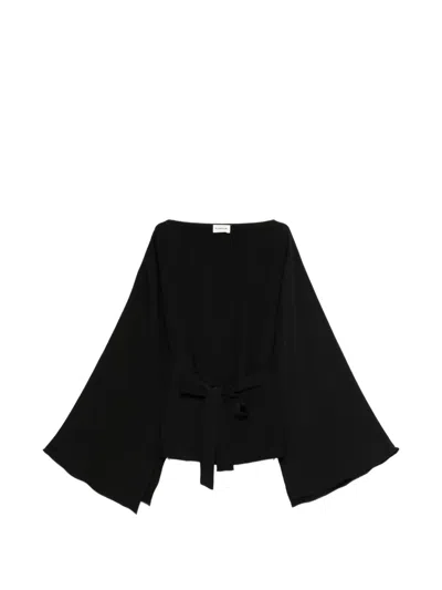 P.a.r.o.s.h Flared-sleeve Tie Top In Black