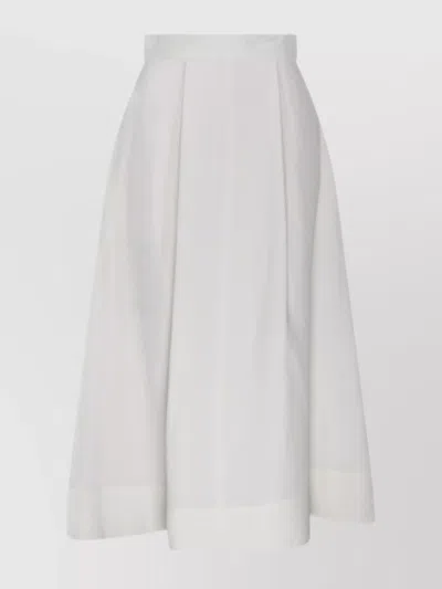 P.a.r.o.s.h Flared Waist Pleated Skirt In White