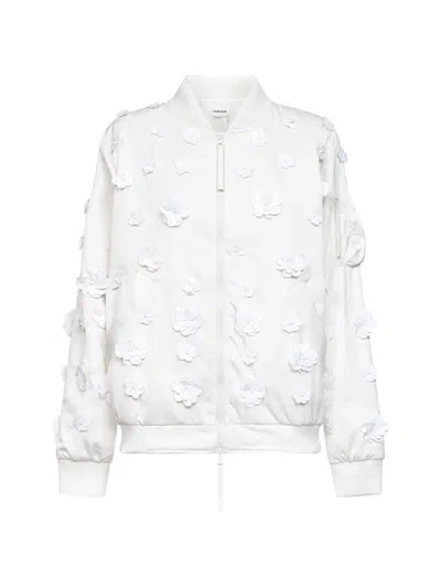 P.a.r.o.s.h Floral-appliqué Bomber Jacket In White