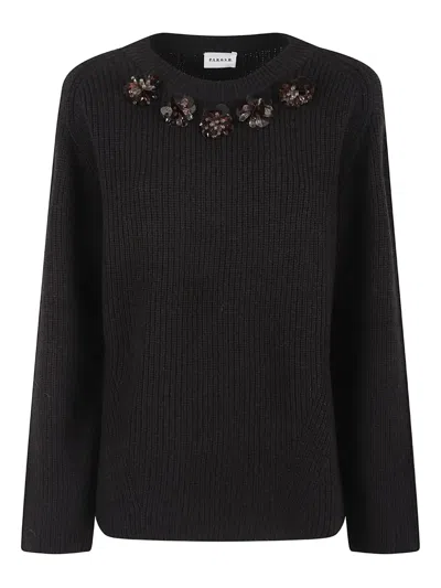 P.a.r.o.s.h Floral-appliqué Knitwear In Black