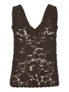P.a.r.o.s.h Crochet V-neck Sleeveless Top Scalloped Hem In Testa Do Moro