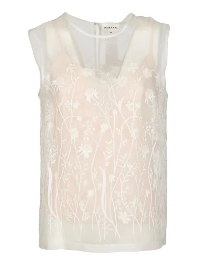 P.a.r.o.s.h Floral Detail Tank Top In Neutral