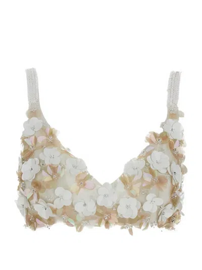 P.a.r.o.s.h Floral-embellished Sequin Top In Multi