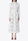 P.a.r.o.s.h Floral Embroidered Midi Shirt Dress In White