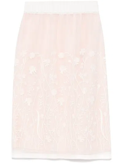 P.A.R.O.S.H FLORAL-EMBROIDERED MIDI SKIRT