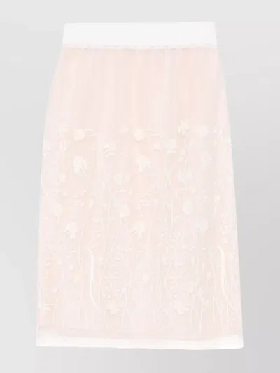 P.A.R.O.S.H FLORAL-EMBROIDERED SHEER MIDI SKIRT