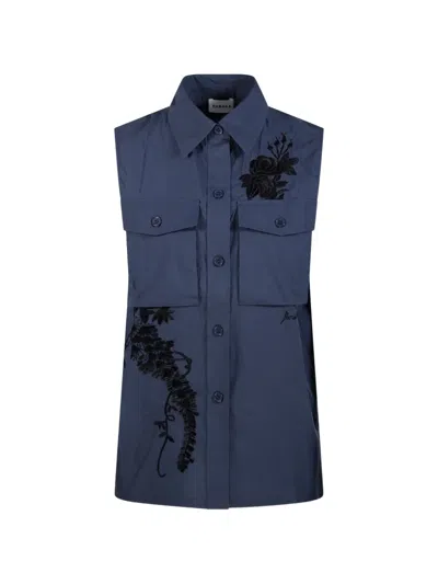 P.a.r.o.s.h Floral Embroidered Shirt In Blue