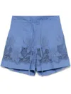 P.a.r.o.s.h Floral-embroidered Shorts In Blue
