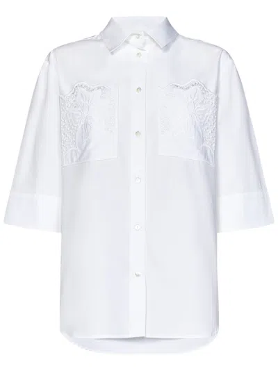 P.a.r.o.s.h Parosh Floral-embroidered White Cotton Poplin Shirt