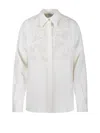P.a.r.o.s.h Parosh Floral Embroidered White Shirt With Sequins In White