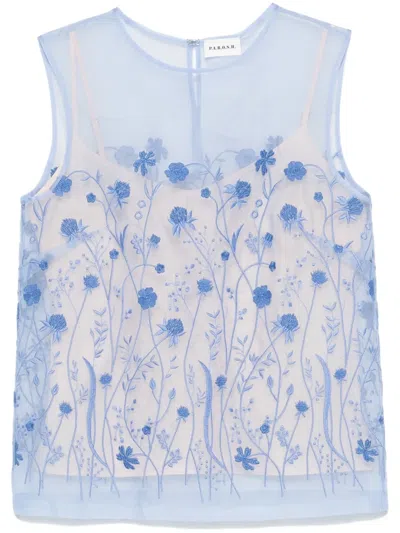 P.a.r.o.s.h Floral-embroidery Top In Blue
