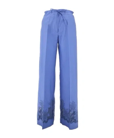 P.a.r.o.s.h Floral-embroidery Trousers In Blu Cielo