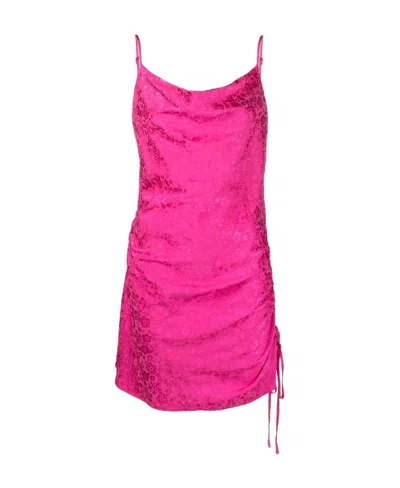 P.a.r.o.s.h Floral Jacquard Cowl Neck Dress In Pink