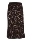 P.a.r.o.s.h . Delicate Lace Midi Skirt With Floral Patterns In Brown