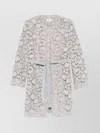 P.a.r.o.s.h Floral Lace Long Sleeve Belted Jacket In White
