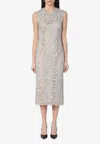 P.a.r.o.s.h Light Grey Lace Midi Dress In Gray