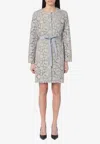 P.a.r.o.s.h Floral Lace Long Sleeve Belted Jacket In Gray