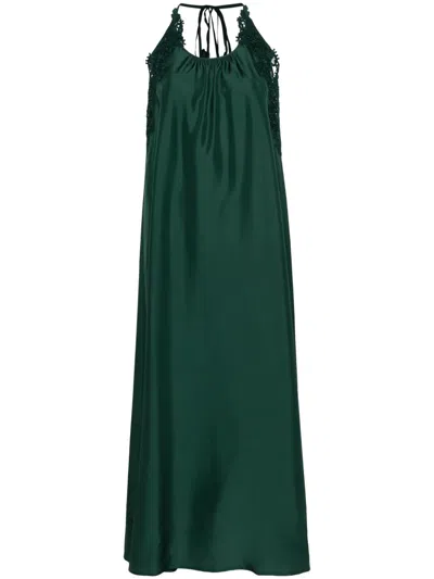 P.a.r.o.s.h Floral-lace Silk Maxi Dress In Green