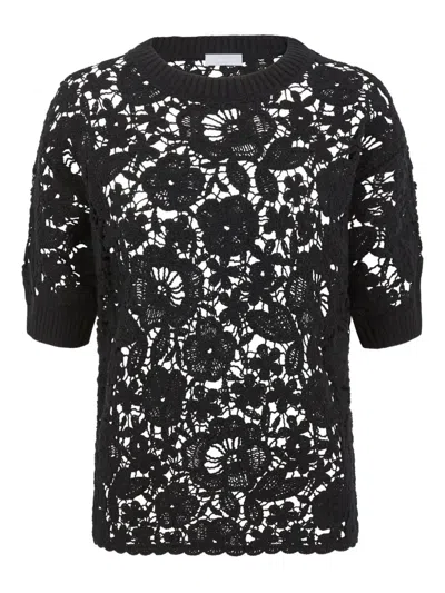 P.a.r.o.s.h Floral Lace T-shirtt In Black