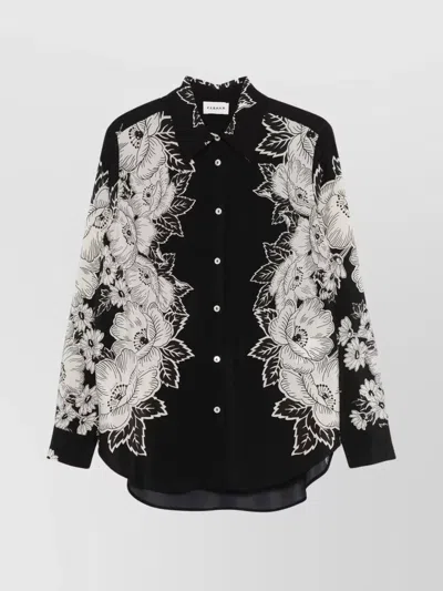 P.a.r.o.s.h Floral Long Sleeve Top For Every Occasion In Black