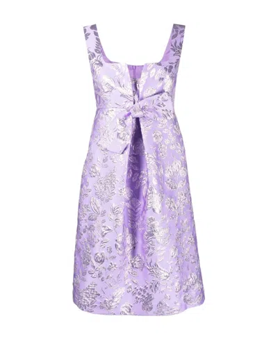 P.a.r.o.s.h Floral Metallic-jacquard Dress In Purple