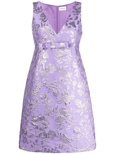 P.a.r.o.s.h Floral Metallic-jacquard Dress In Violett