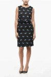 P.a.r.o.s.h Floral Patterned Contesa Sheath Dress With Belt In Black