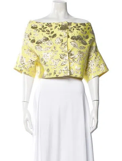 Pre-owned P.a.r.o.s.h Floral Print Evening Jacket In Yellow