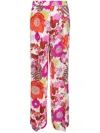 P.a.r.o.s.h Floral-print Flared Trousers In White