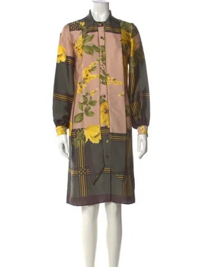 Pre-owned P.a.r.o.s.h Floral Print Knee-length Dress In Multicolor
