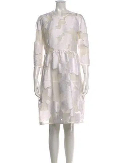 Pre-owned P.a.r.o.s.h Floral Print Knee-length Dress In White