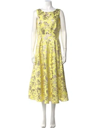 Pre-owned P.a.r.o.s.h Floral Print Long Dress W/ Tags In Yellow