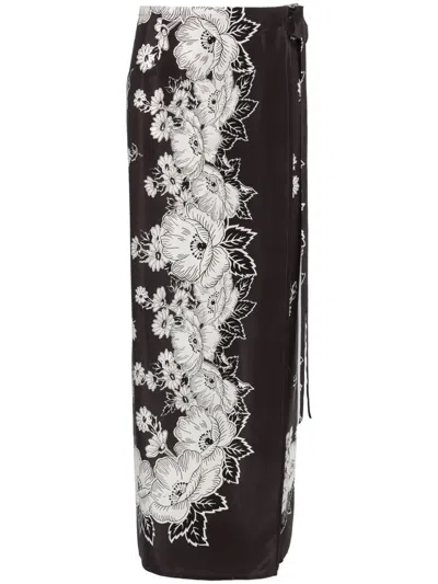 P.a.r.o.s.h Floral-print Maxi Skirt In Brown