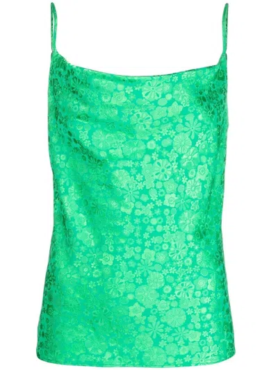 P.a.r.o.s.h Floral-print One-tone Top In Grün