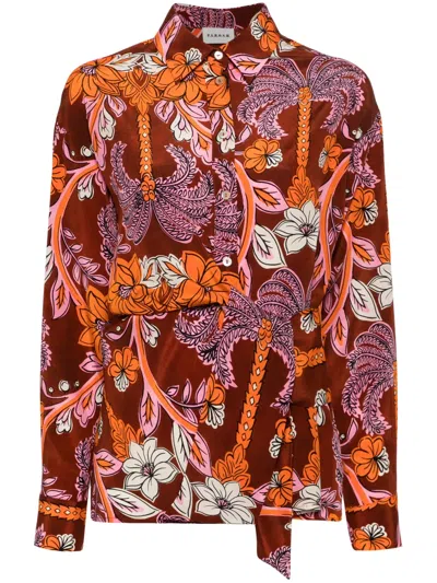 P.a.r.o.s.h Floral-print Silk Shirt In Orange