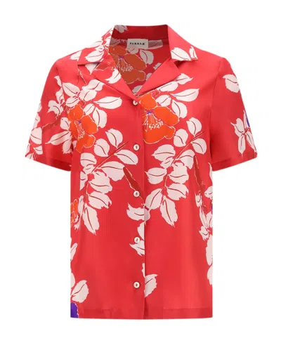 P.a.r.o.s.h Floral-print Silk Shirt In Red