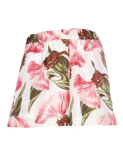 P.a.r.o.s.h Floral Print Silk Shorts In Multi