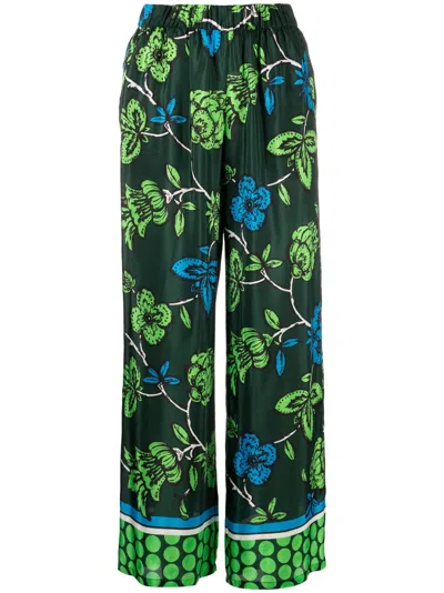 P.a.r.o.s.h Floral-print Silk Trousers In Multi