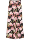 P.a.r.o.s.h Floral-print Trousers In Black
