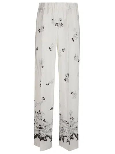 P.a.r.o.s.h Floral Wide Leg Pants In White