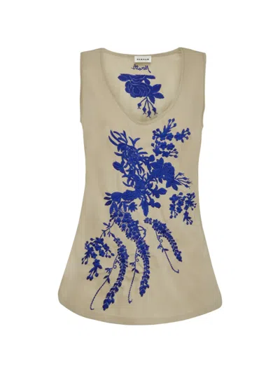P.a.r.o.s.h Floral-embroidered Sleeveless Blouse In Multi