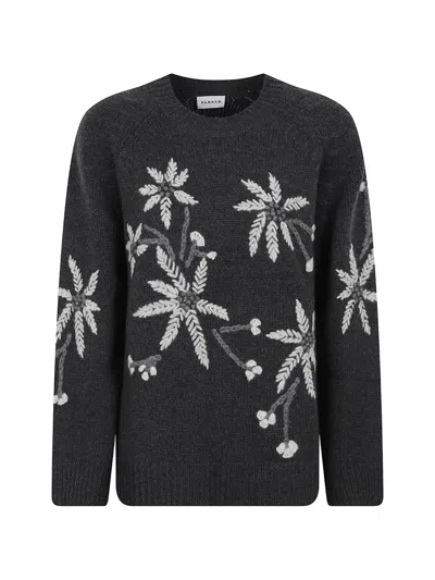 P.a.r.o.s.h Floral-embroidered Sweater In Black